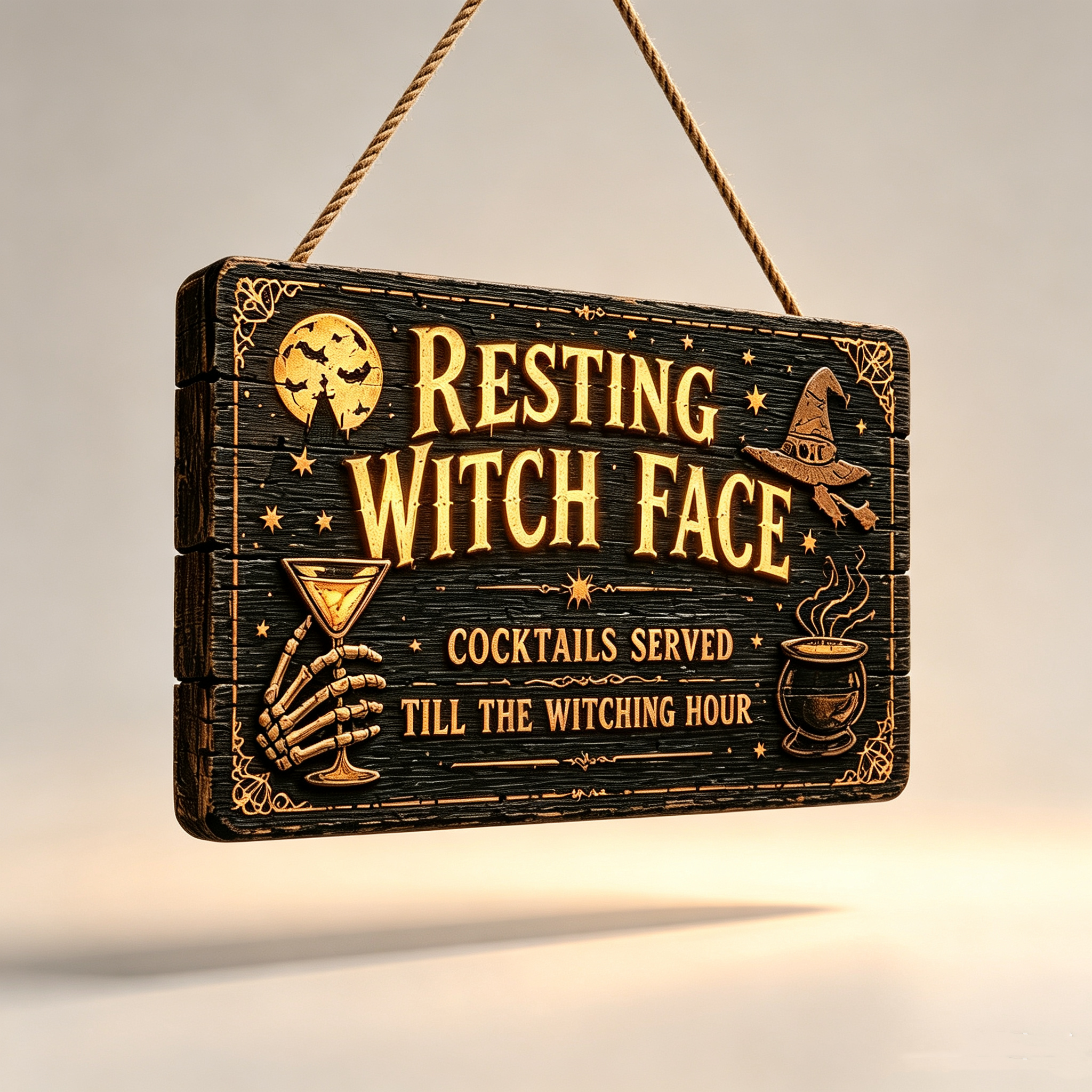 🔥Halloween Early Bird Offer: 50% off 🎃Glowing Handmade Solid Wood Halloween Sign