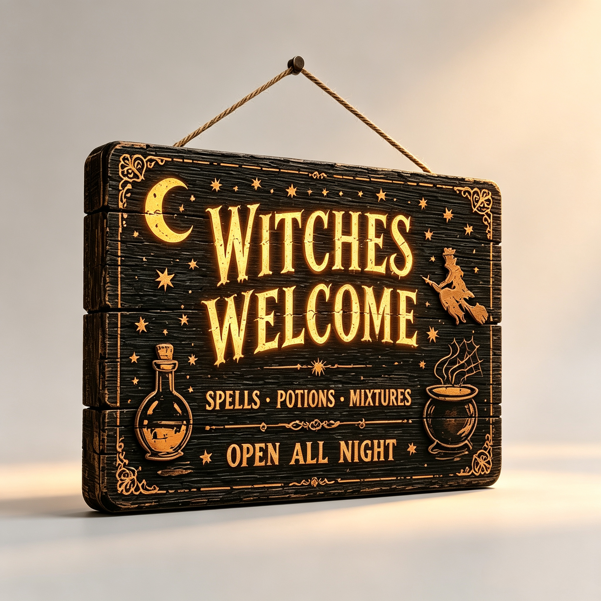🔥Halloween Early Bird Offer: 50% off 🎃Glowing Handmade Solid Wood Halloween Sign