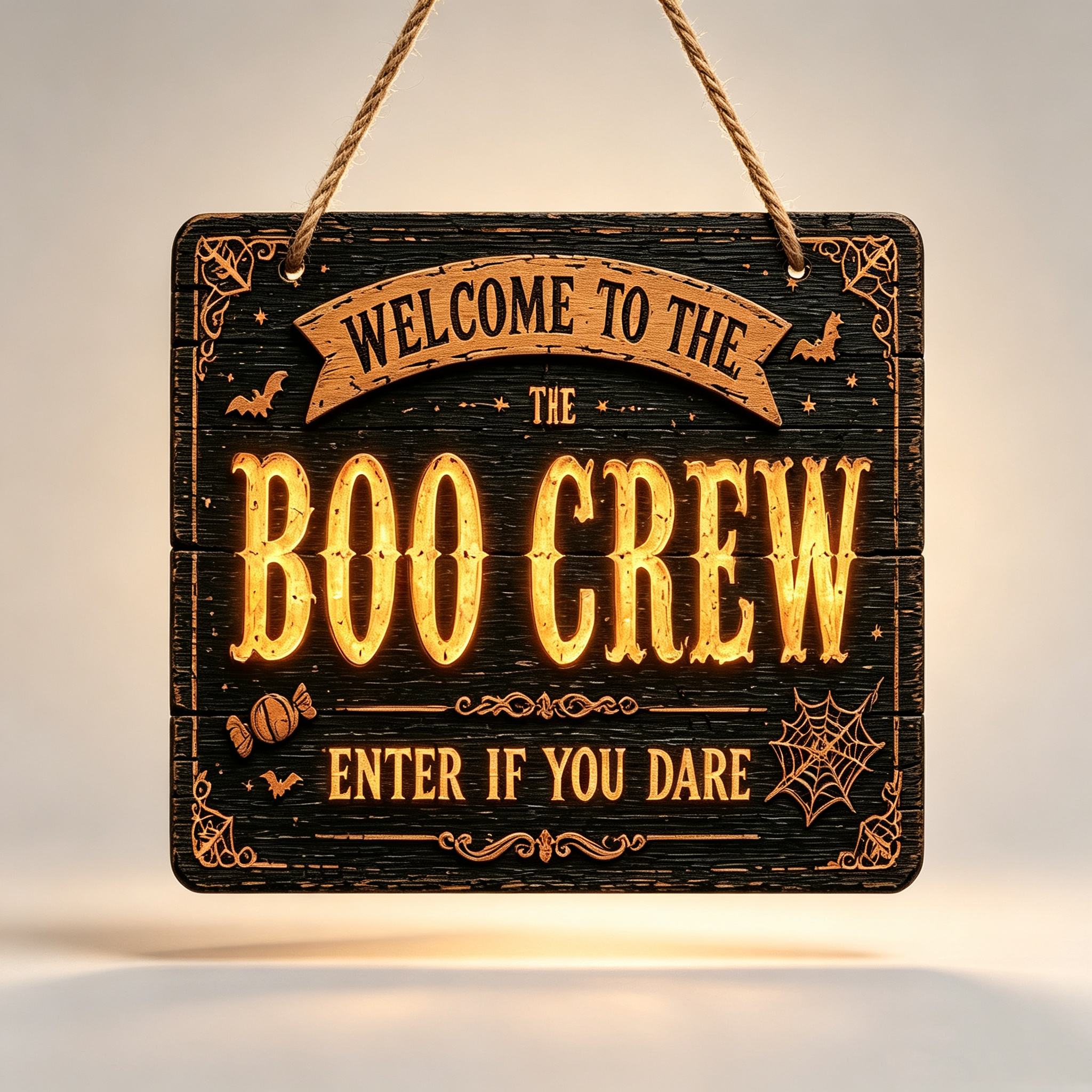 🔥Halloween Early Bird Offer: 50% off 🎃Glowing Handmade Solid Wood Halloween Sign