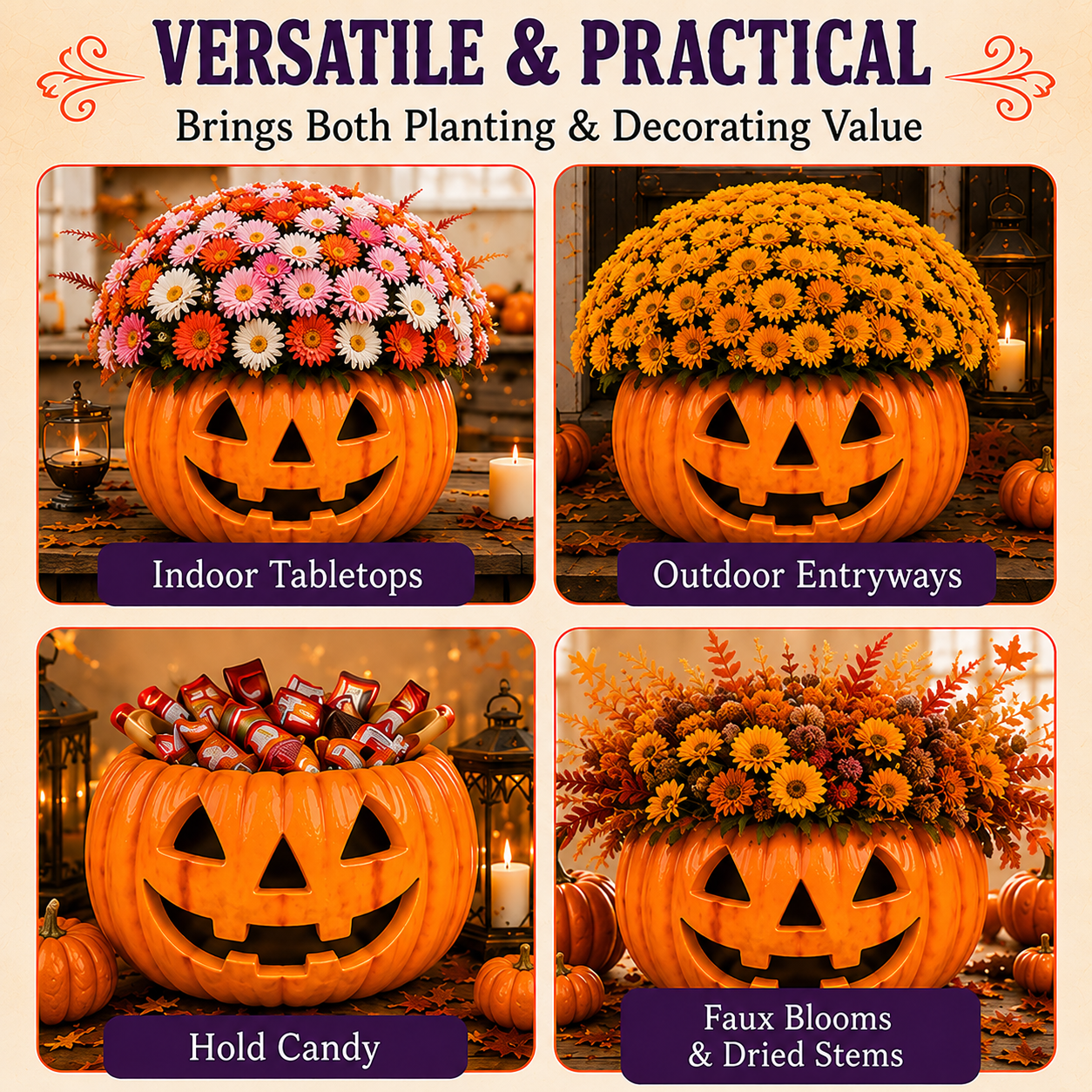 🔥LAST 2 DAYS | Early Bird 50% OFF ⏰Whimsical Pumpkin & Ghost Planters | Autumn Faux Mums Bundle 🍂🎃