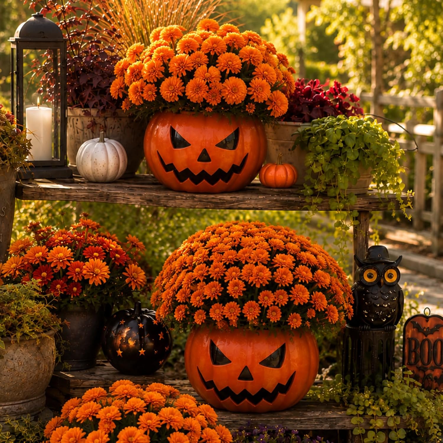 🔥LAST 2 DAYS | Early Bird 50% OFF ⏰Whimsical Pumpkin & Ghost Planters | Autumn Faux Mums Bundle 🍂🎃
