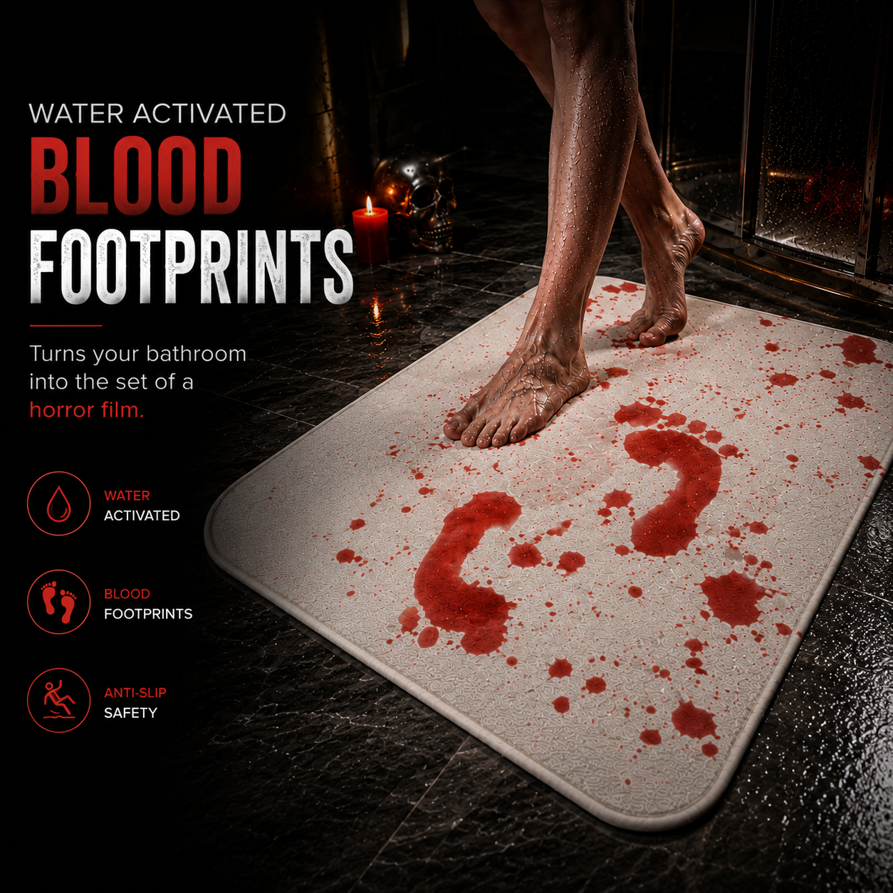 Water-Activated Bloody Prank Bath Mat 🩸