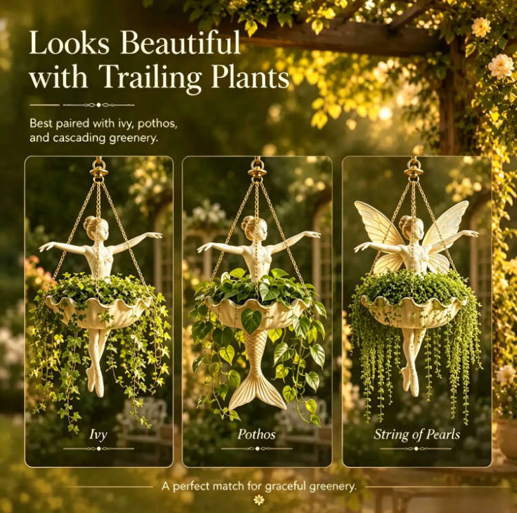 💃 Ballet Dancer Hanging Planter– 🌿Elegant Garden Decor for Porch & Patio