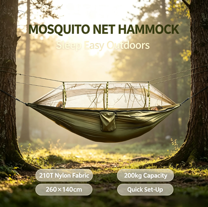 🔥Portable Camping Hammock With Anti-Mosquito Built-In Net