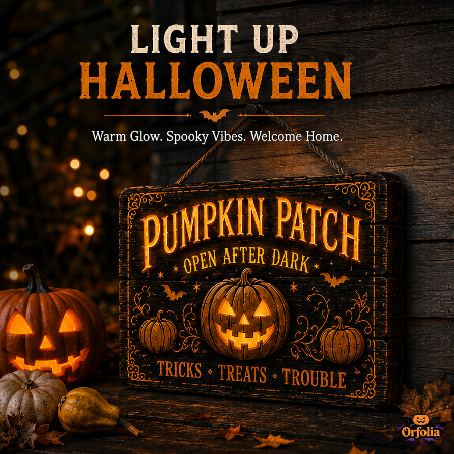 🔥Halloween Early Bird Offer: 50% off 🎃Glowing Handmade Solid Wood Halloween Sign