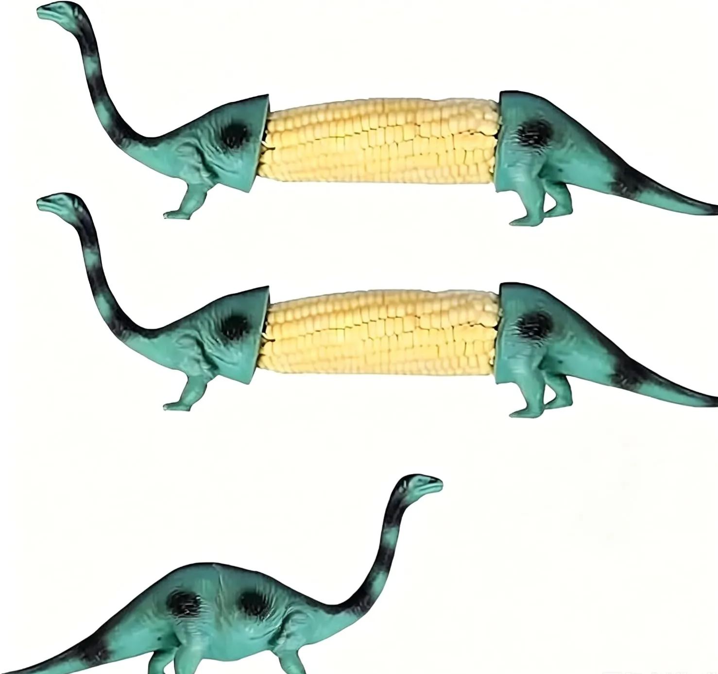 Dinosaur Corn Holders for Corn On The Cob - Funny Corn Cob Holder for Kids and Adults with Stainless Steel Prongs