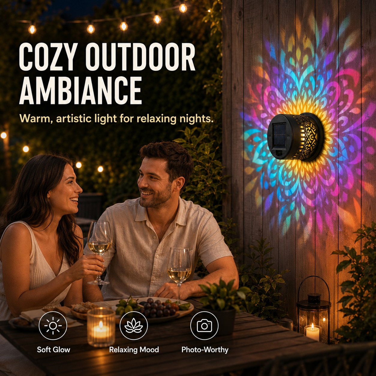 🔥Limited 60% OFF🔥Solar Mandala Projector Light Patio Ambient Decor