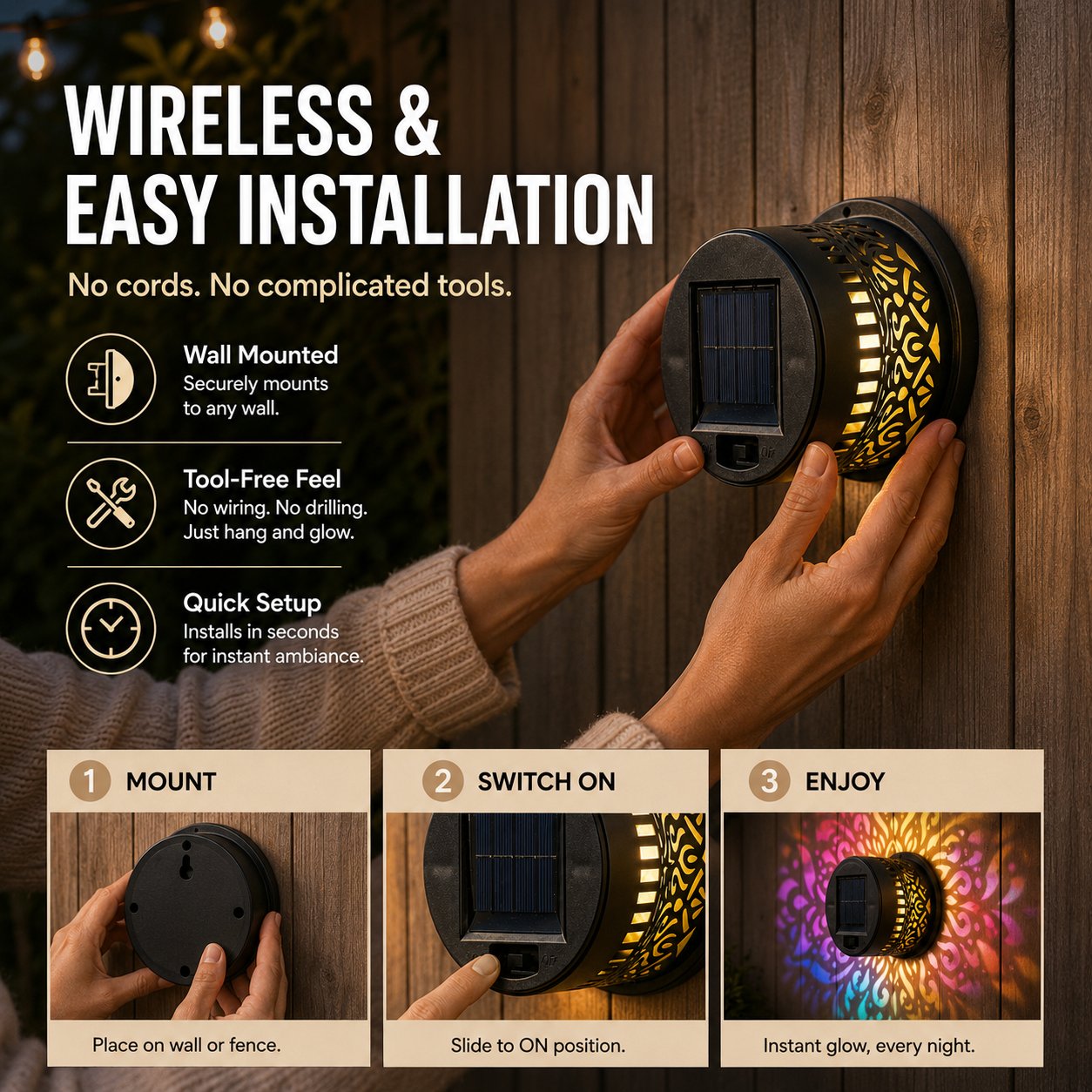 🔥Limited 60% OFF🔥Solar Mandala Projector Light Patio Ambient Decor