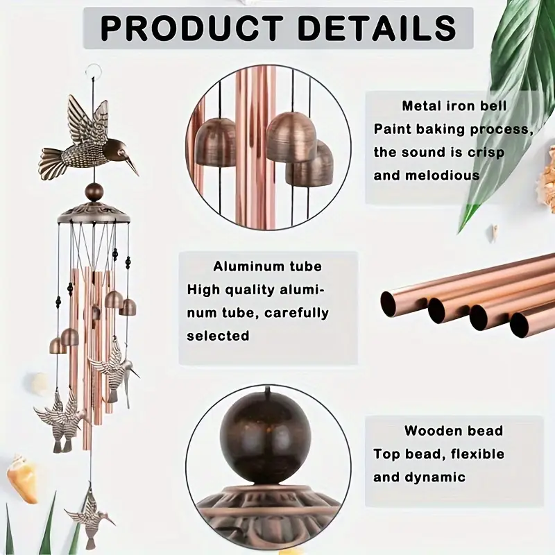 Hummingbird Wind Chimes-Retro Aluminum Bird Windchimes🐦