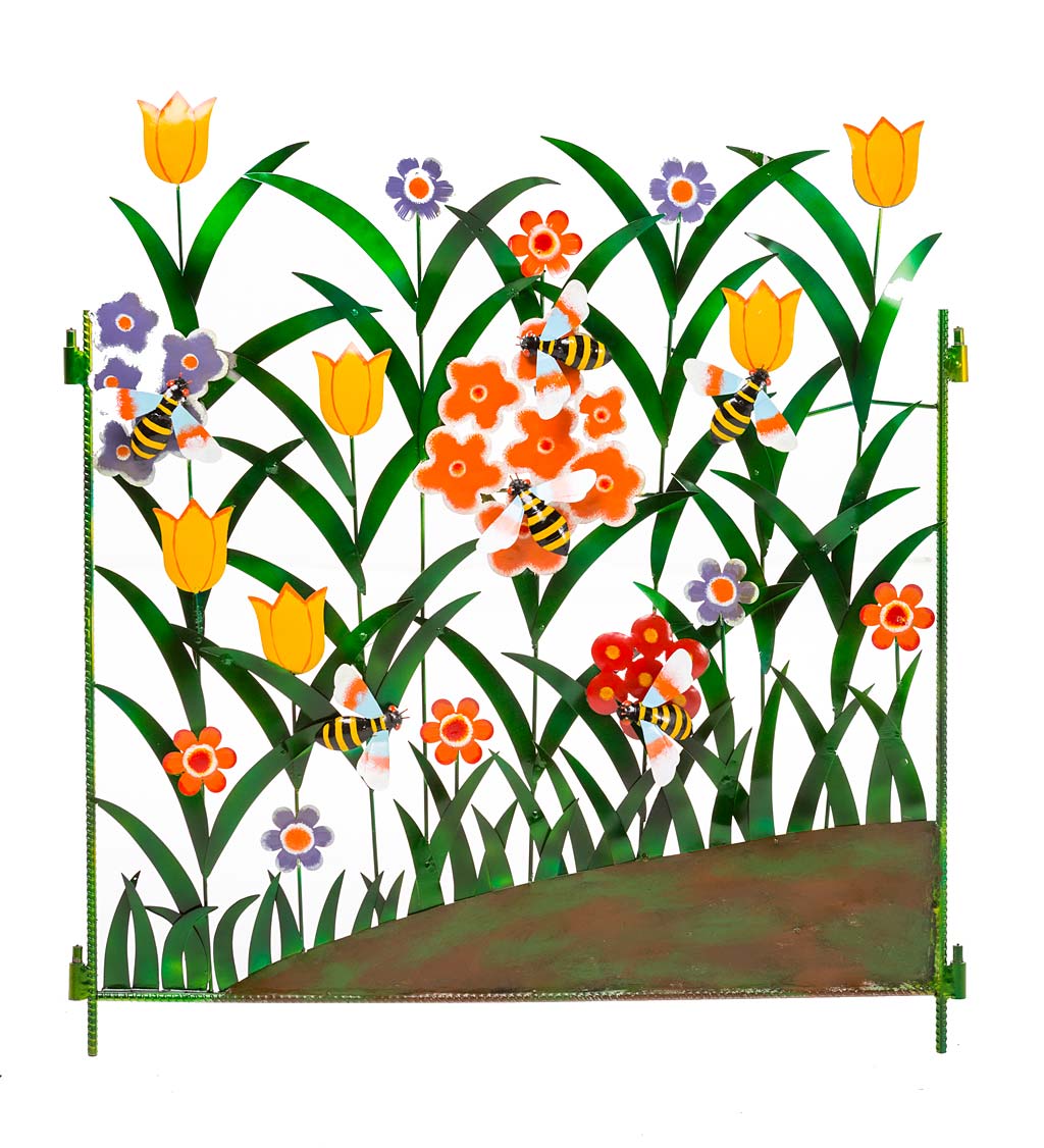 🌈Colorful Metal 3-Panel Butterfly and Flower Garden Screen