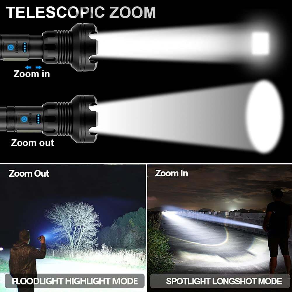 🔦LED Rechargeable Adjustable Super Bright Flashlight 90000 High Lumens