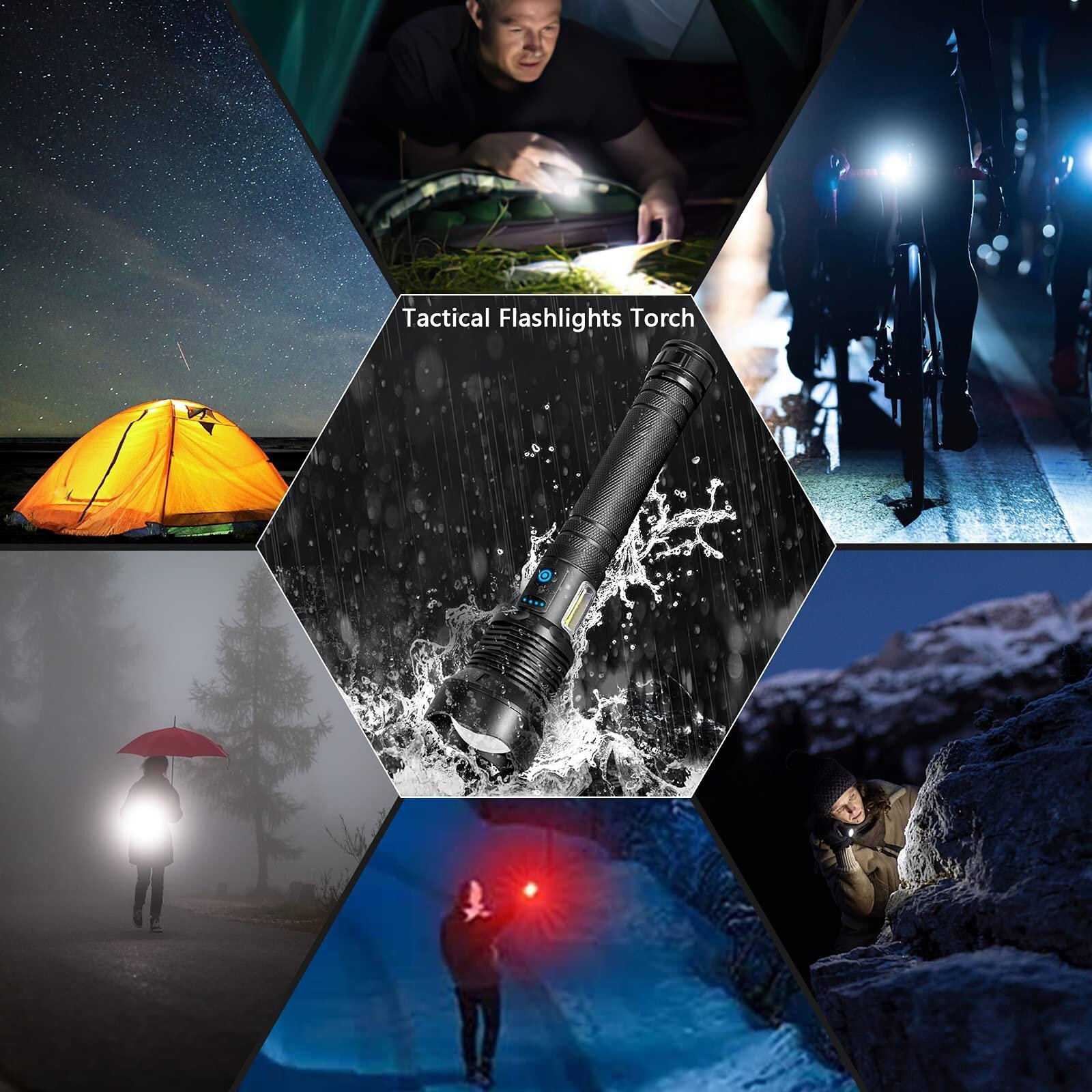 🔦LED Rechargeable Adjustable Super Bright Flashlight 90000 High Lumens