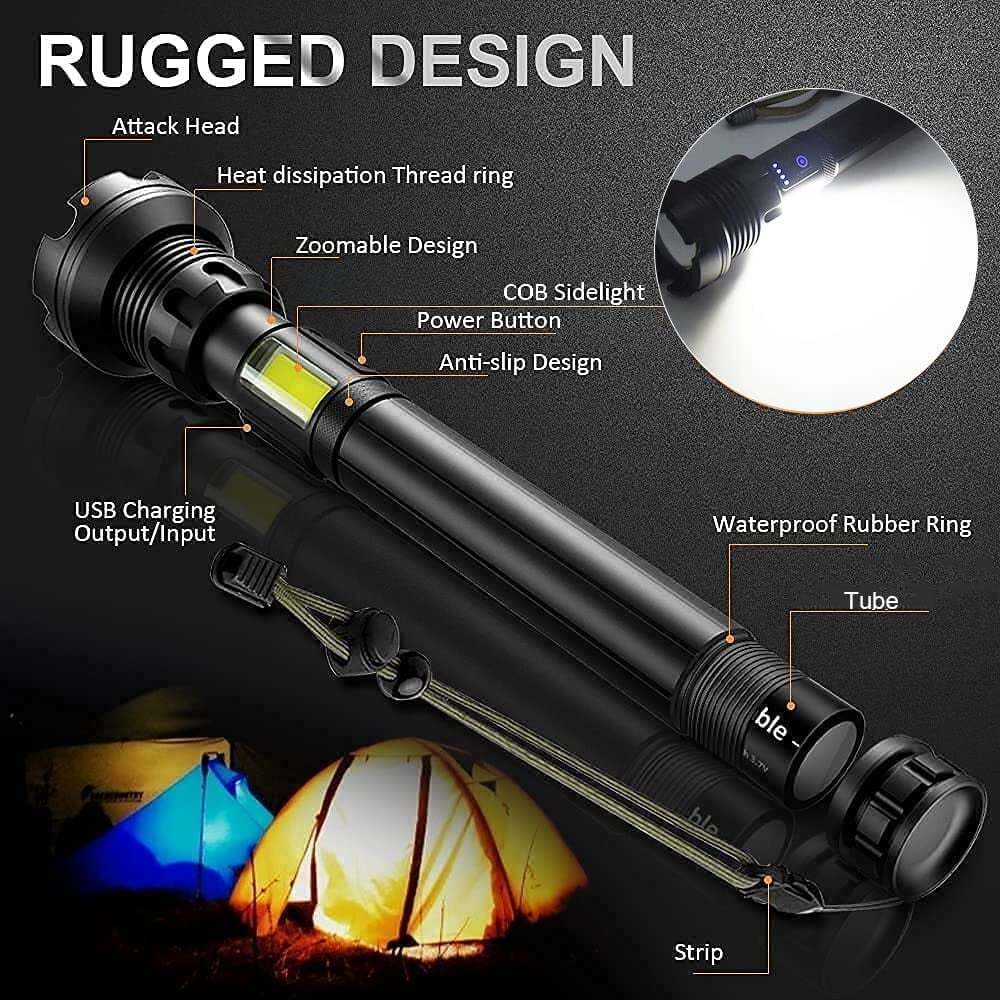 🔦LED Rechargeable Adjustable Super Bright Flashlight 90000 High Lumens