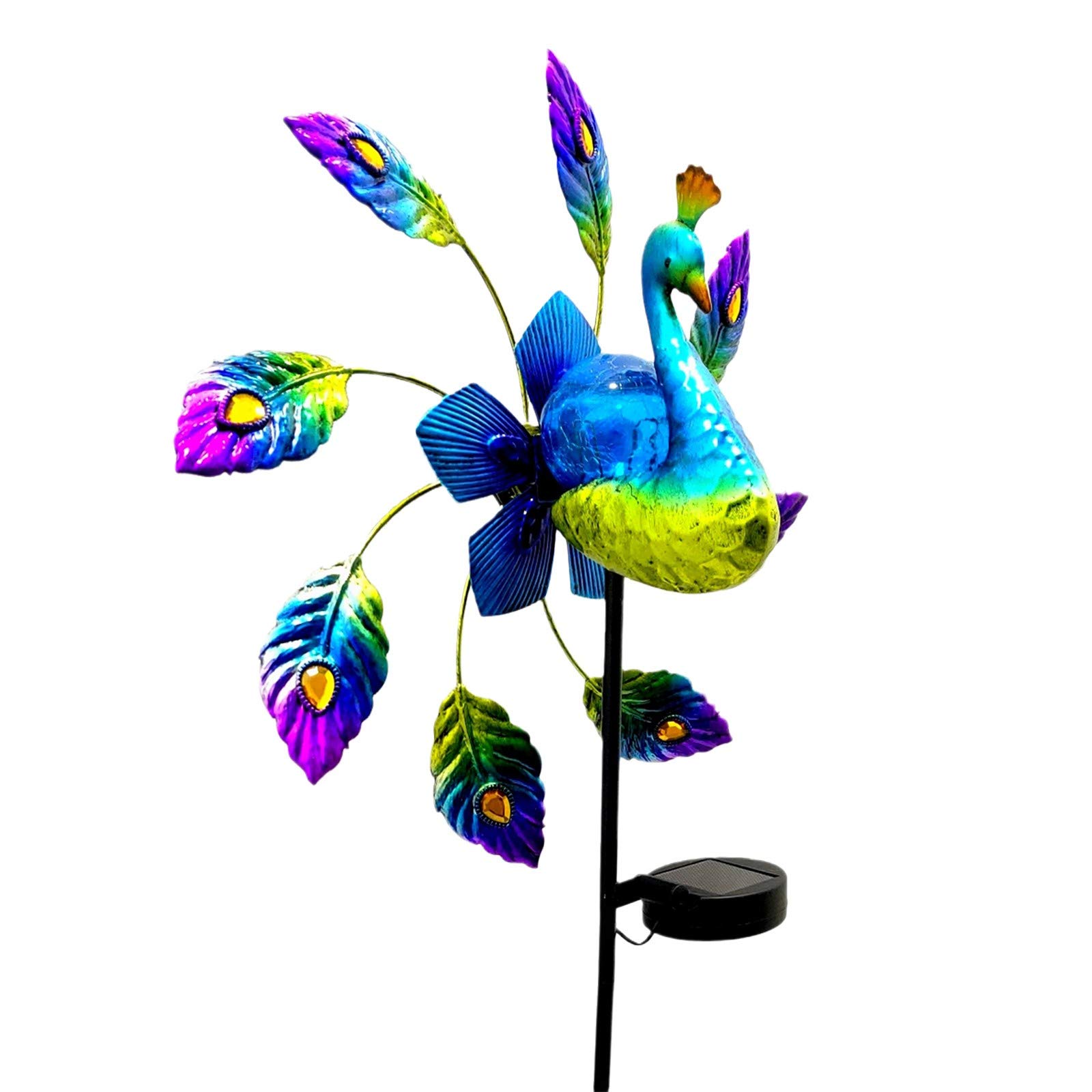 42.5" Peacock Windmill Solar Light Garden Art Decoration