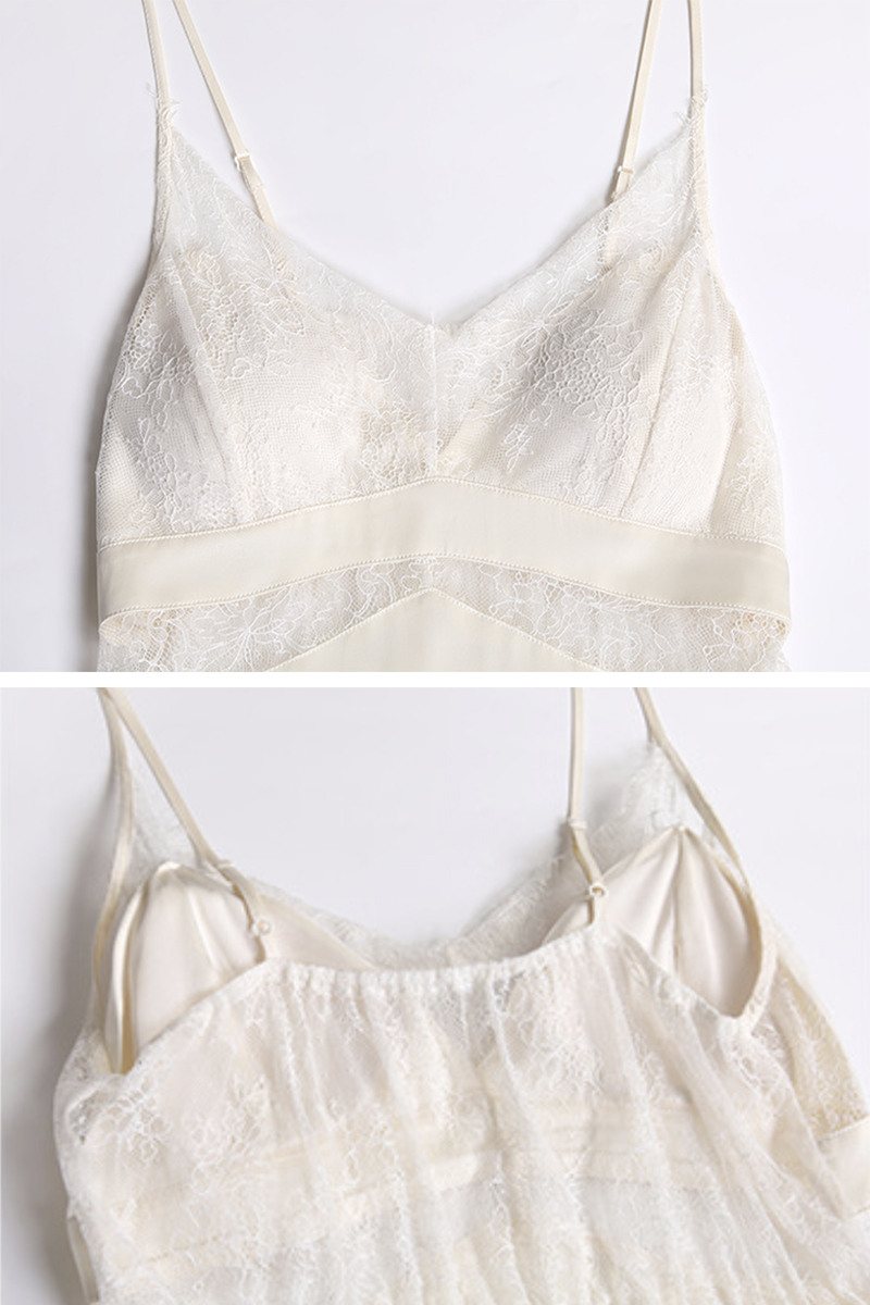 19 Momme Mulberry Silk Slip Nightgown With Built-in Bra Cutout Loungewear