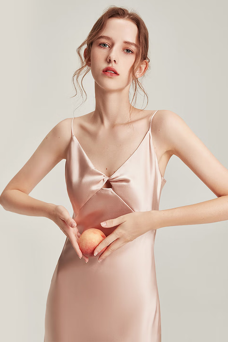 19 Momme Mulberry Silk Mid-Length Slip Dress Summer Evening Gown
