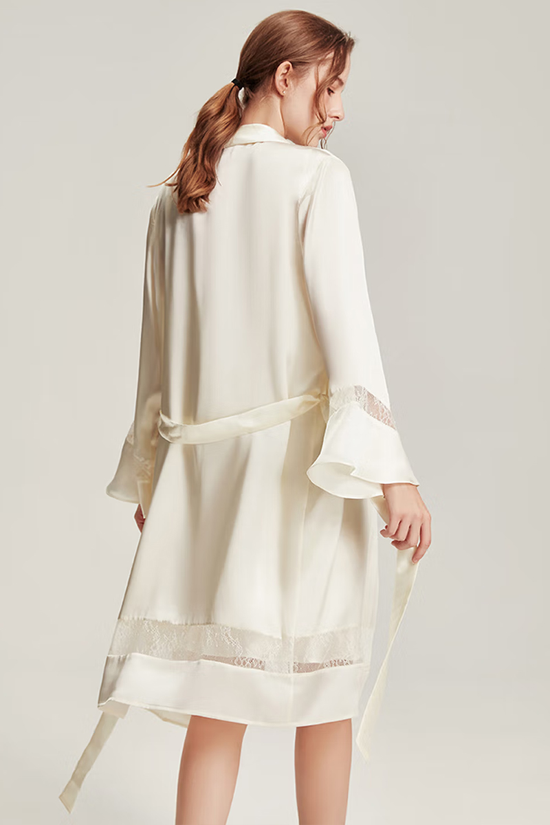 100% Mulberry 6A Grade Mulberry Silk Cowl Neck Nightgown & Robe Set Women Loungewear