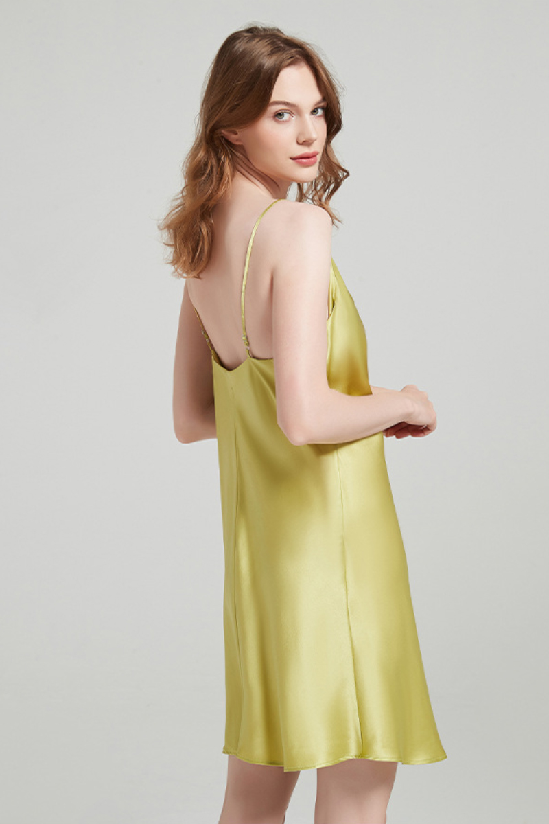 100% Mulberry Silk Cowl Neck Slip Nightgown