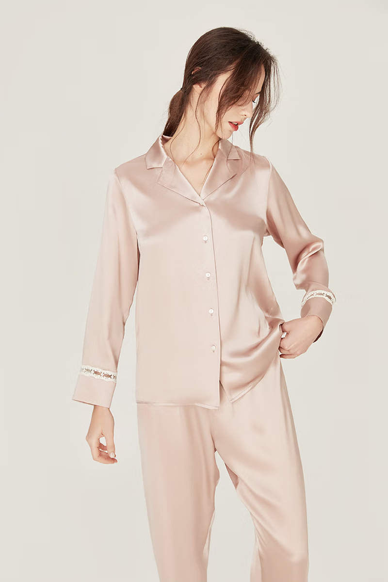 100% Mulberry Silk Long Sleeve Pajama Set