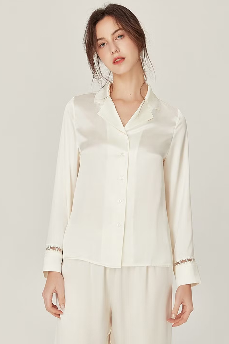 100% Mulberry Silk Long Sleeve Pajama Set
