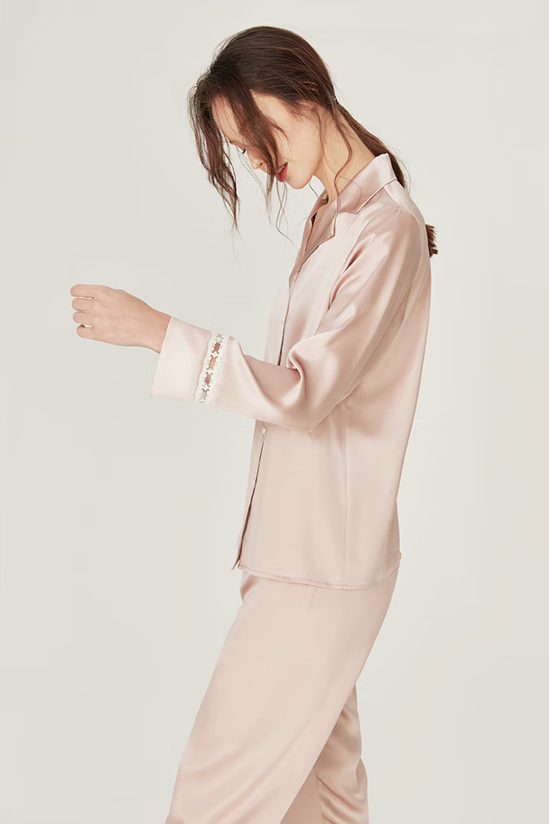 100% Mulberry Silk Long Sleeve Pajama Set