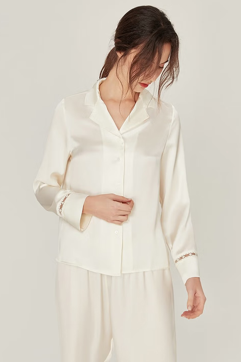 100% Mulberry Silk Long Sleeve Pajama Set