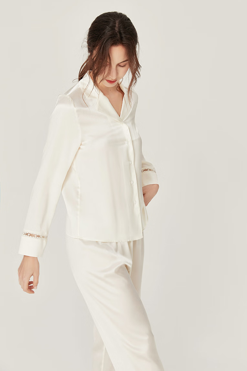 100% Mulberry Silk Long Sleeve Pajama Set