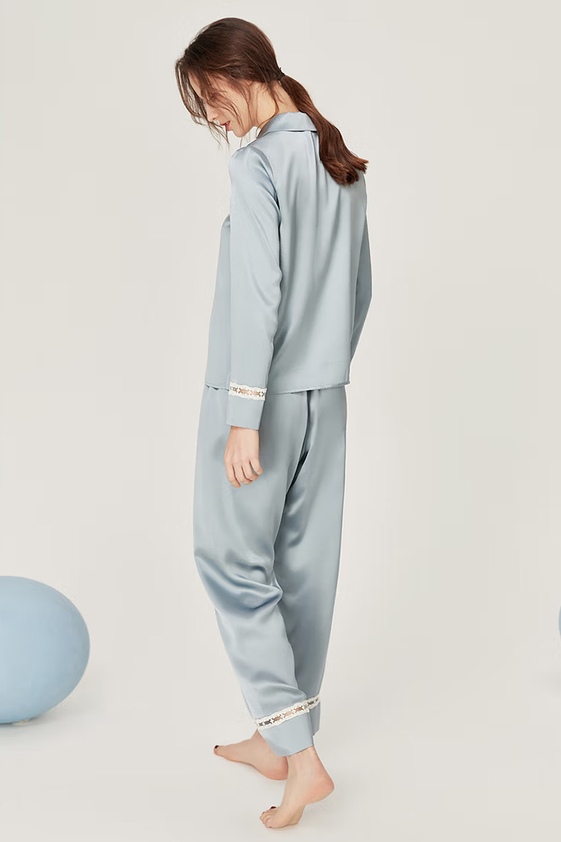 100% Mulberry Silk Long Sleeve Pajama Set