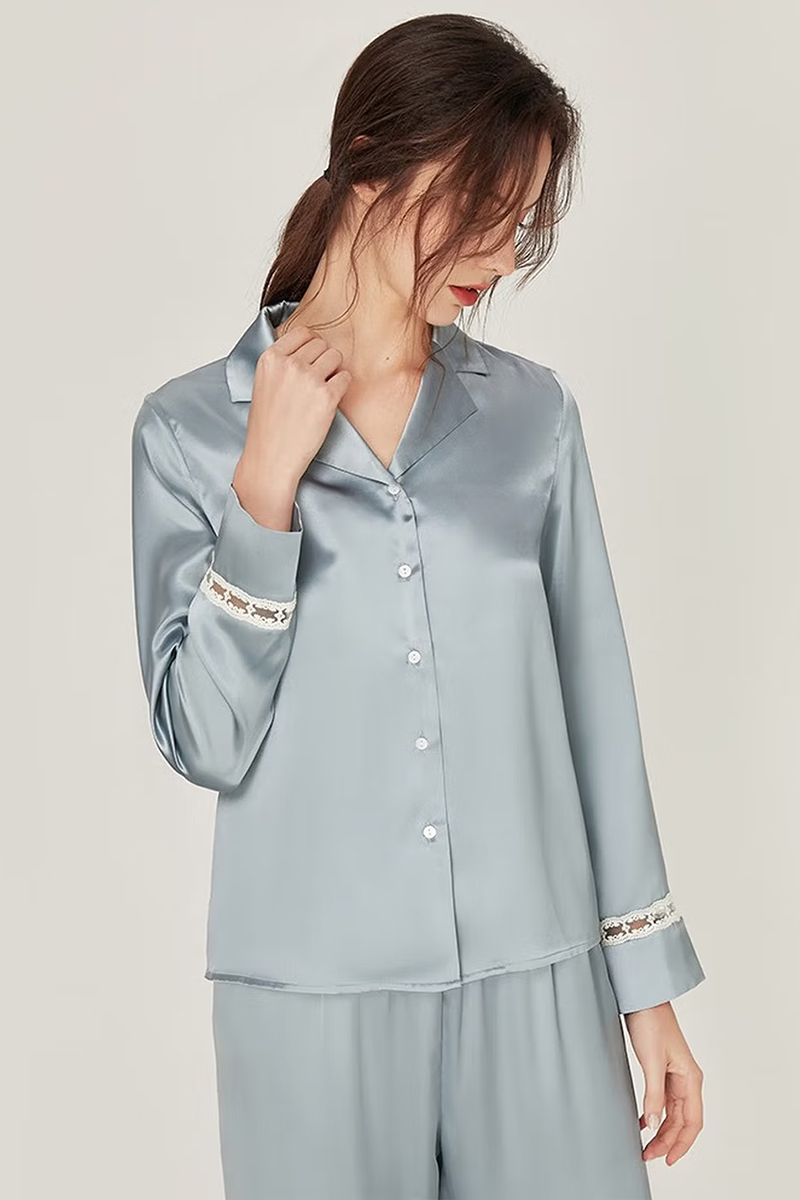 100% Mulberry Silk Long Sleeve Pajama Set
