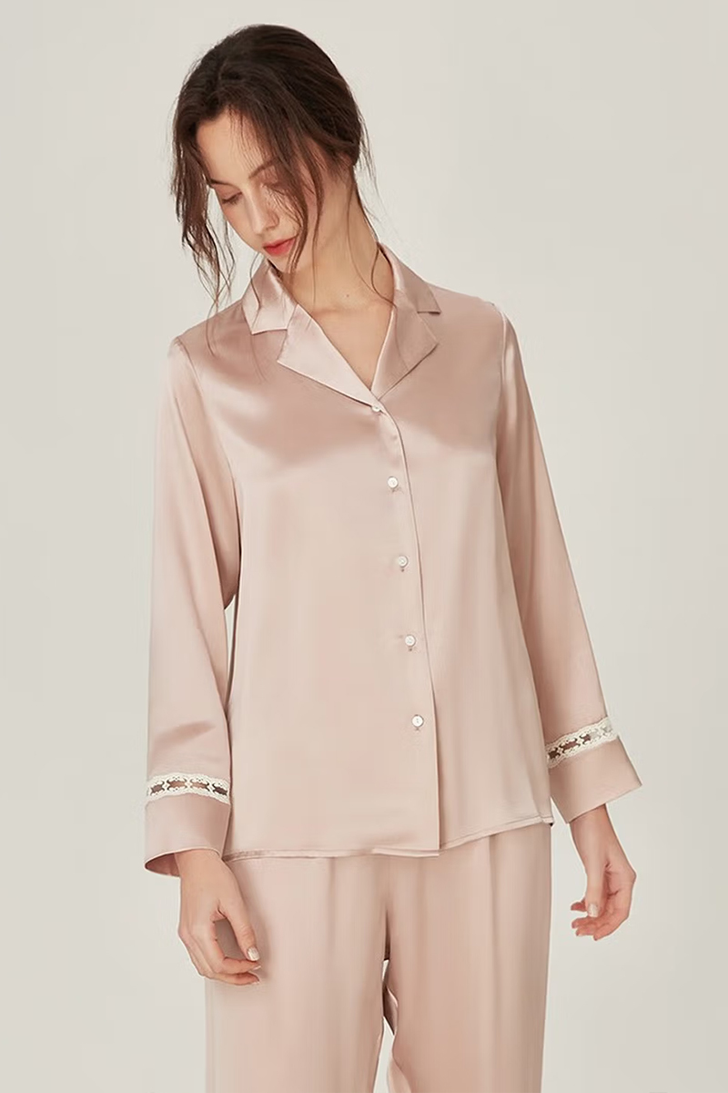 100% Mulberry Silk Long Sleeve Pajama Set