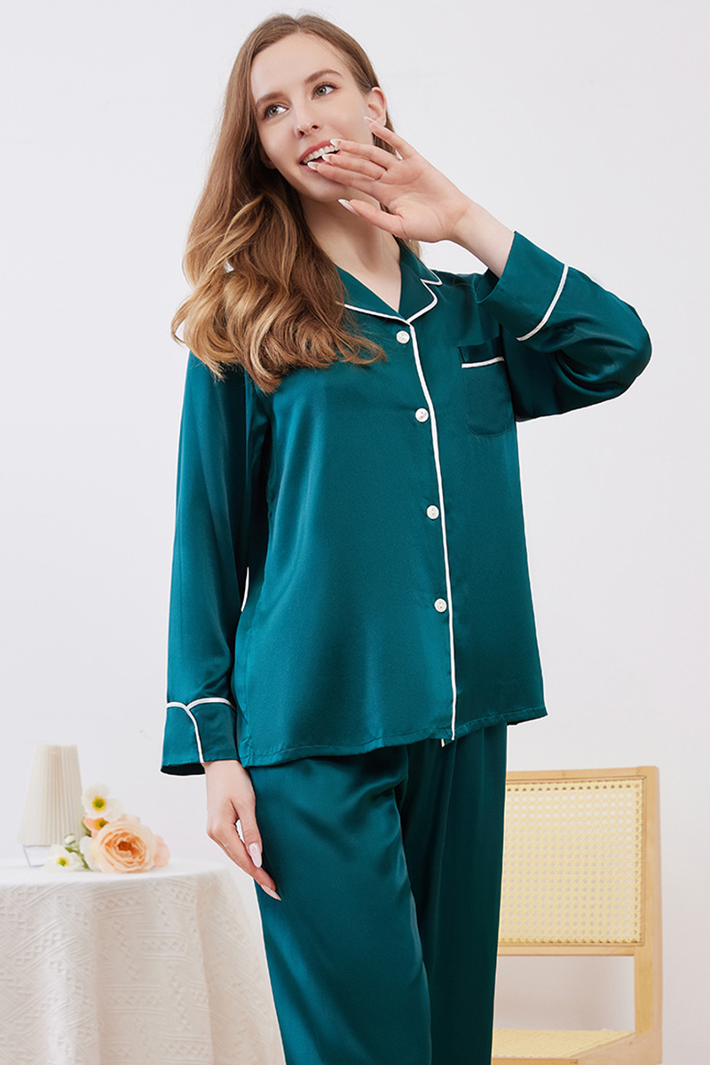 19 Momme Heavy 100% Mulberry Silk Solid Minimalist Pajama Set Luxury Red Matching Loungewear for Men & Women