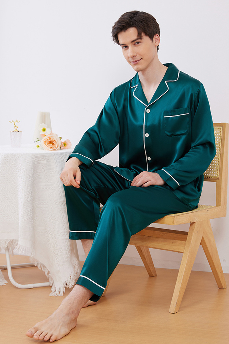 19 Momme Heavy 100% Mulberry Silk Solid Minimalist Pajama Set Luxury Red Matching Loungewear for Men & Women