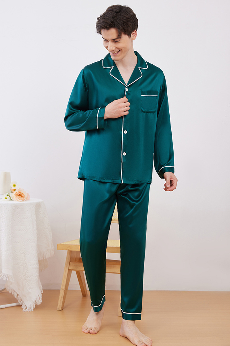 19 Momme Heavy 100% Mulberry Silk Solid Minimalist Pajama Set Luxury Red Matching Loungewear for Men & Women