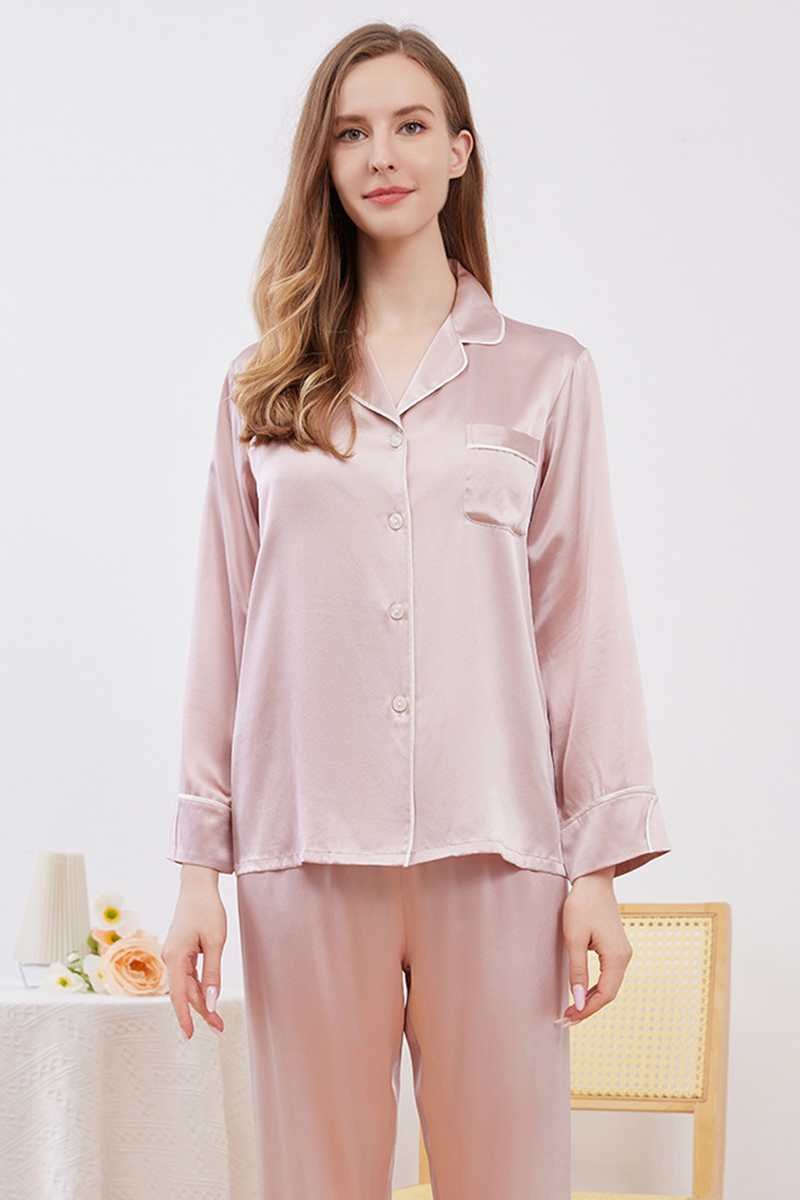 19 Momme Heavy 100% Mulberry Silk Solid Minimalist Pajama Set Luxury Red Matching Loungewear for Men & Women