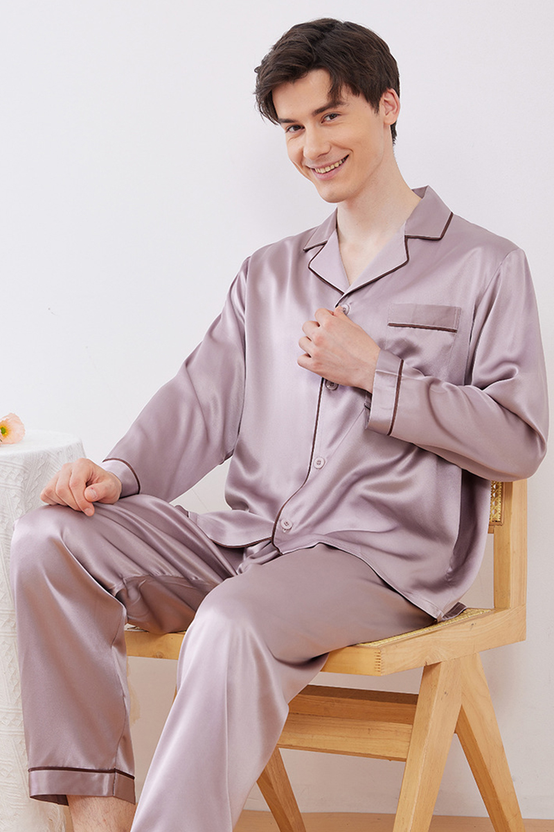 19 Momme Heavy 100% Mulberry Silk Solid Minimalist Pajama Set Luxury Red Matching Loungewear for Men & Women