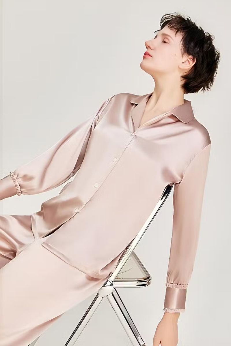 100% Mulberry Silk Pajama Set Wearable as Outerwear Loungewear