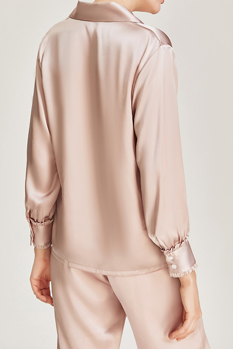 100% Mulberry Silk Pajama Set Wearable as Outerwear Loungewear