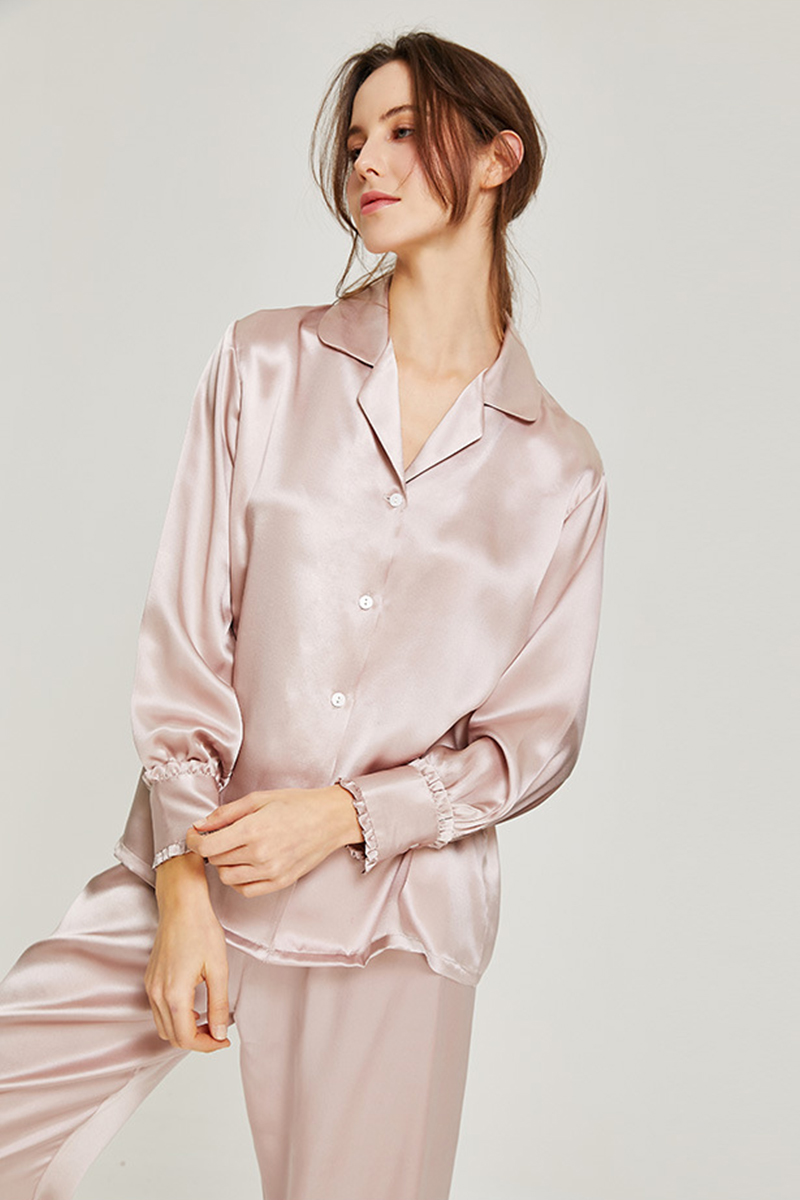 100% Mulberry Silk Pajama Set Wearable as Outerwear Loungewear