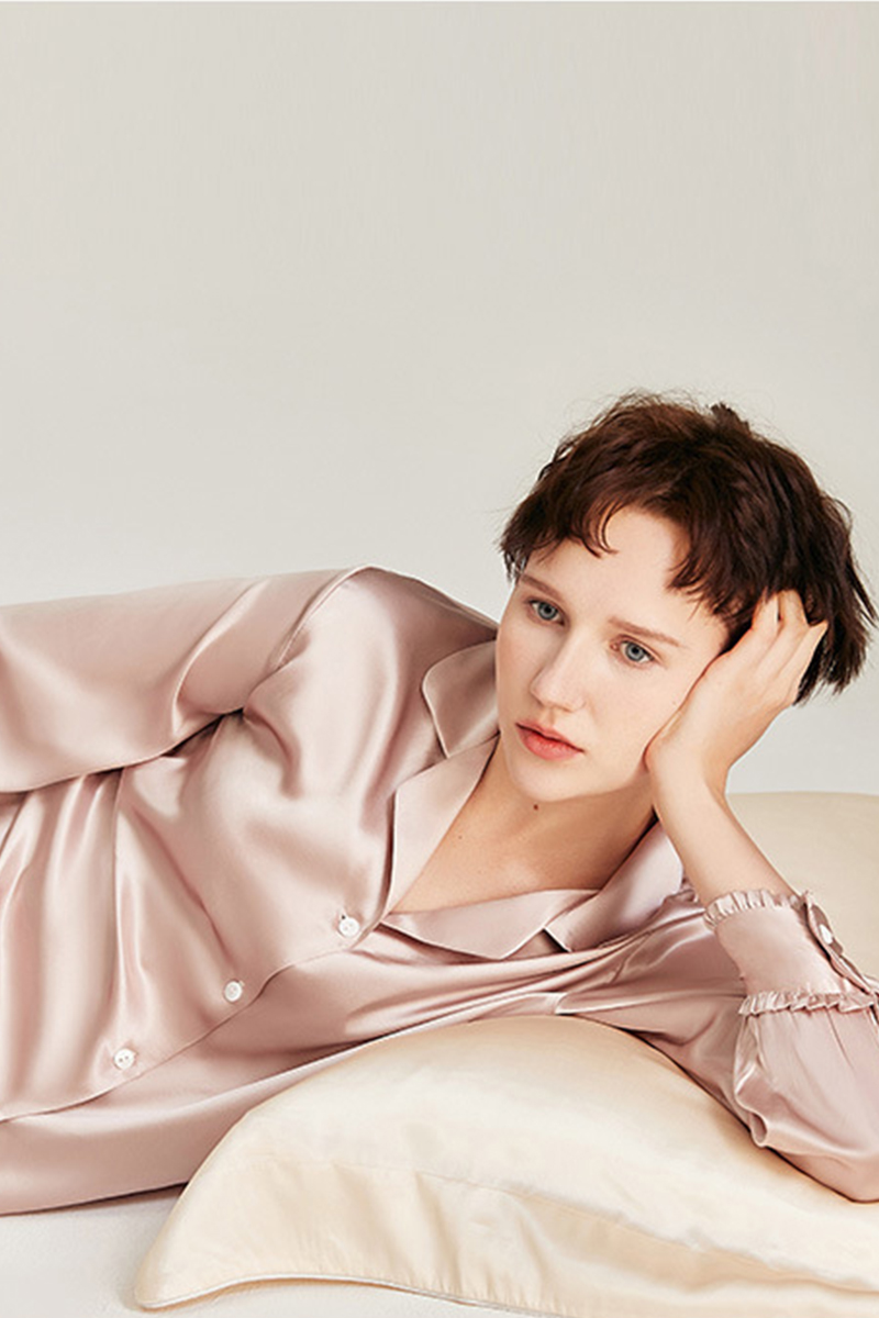 100% Mulberry Silk Pajama Set Wearable as Outerwear Loungewear