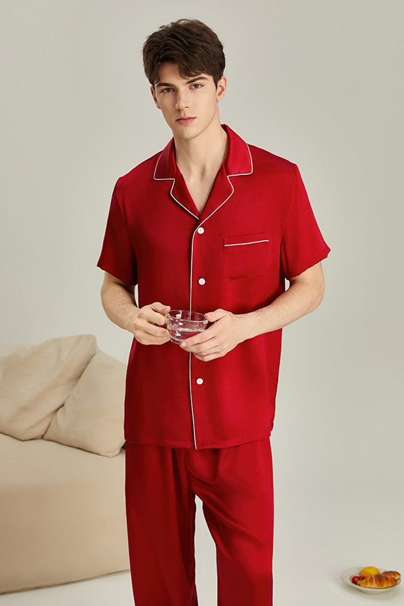 19 Momme Heavy Mulberry Silk Men's Short Sleeve Pajama Set