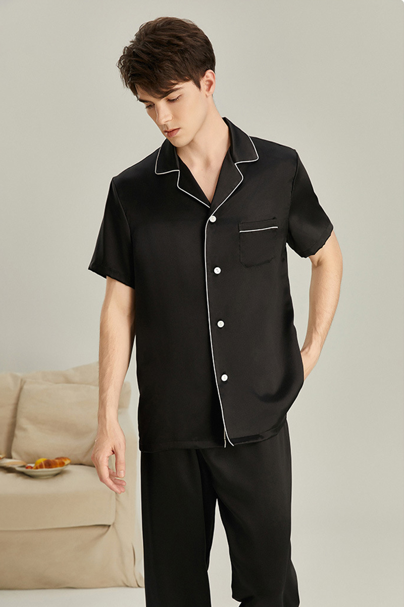 19 Momme Heavy Mulberry Silk Men's Short Sleeve Pajama Set