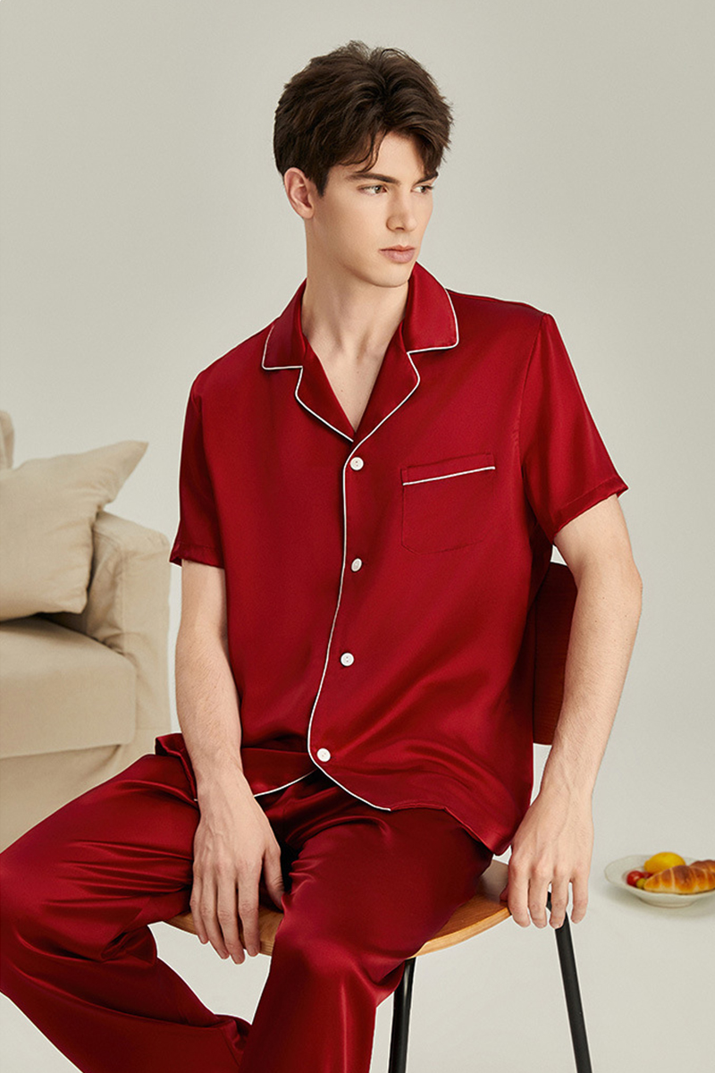 19 Momme Heavy Mulberry Silk Men's Short Sleeve Pajama Set