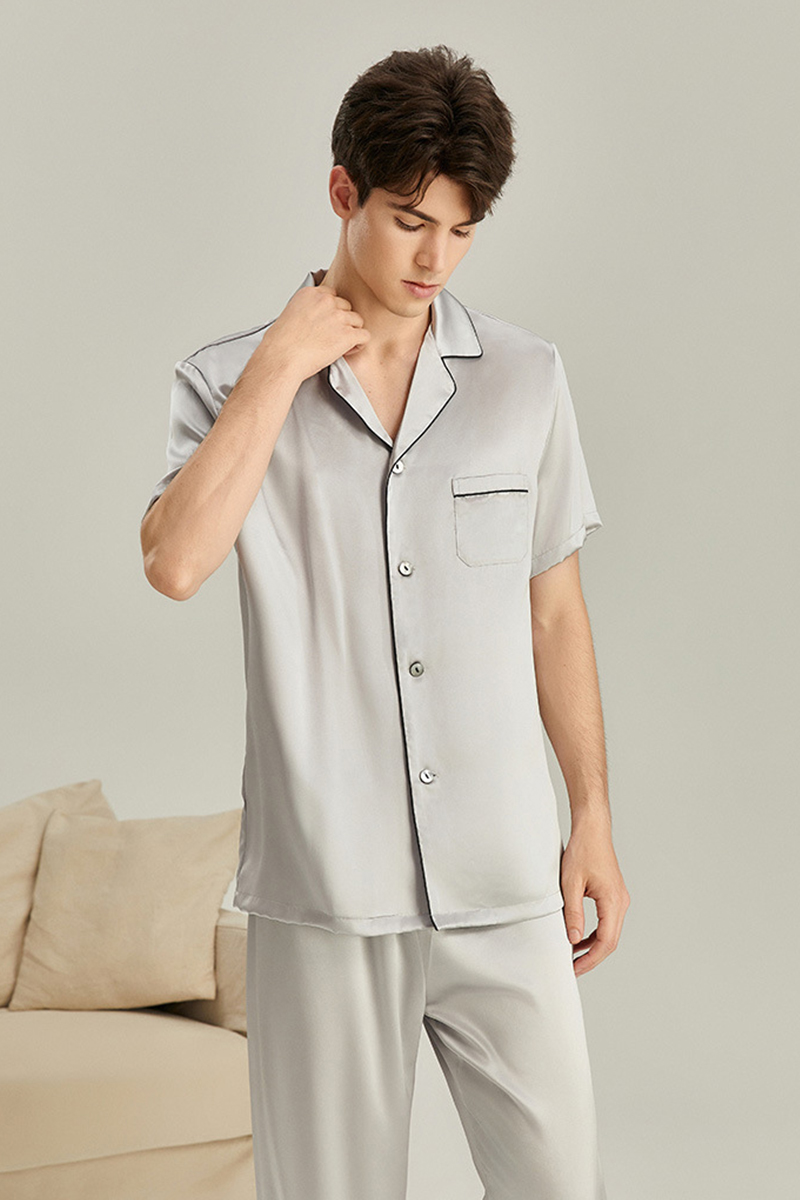 19 Momme Heavy Mulberry Silk Men's Short Sleeve Pajama Set