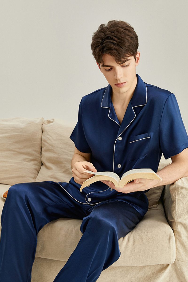 19 Momme Heavy Mulberry Silk Men's Short Sleeve Pajama Set