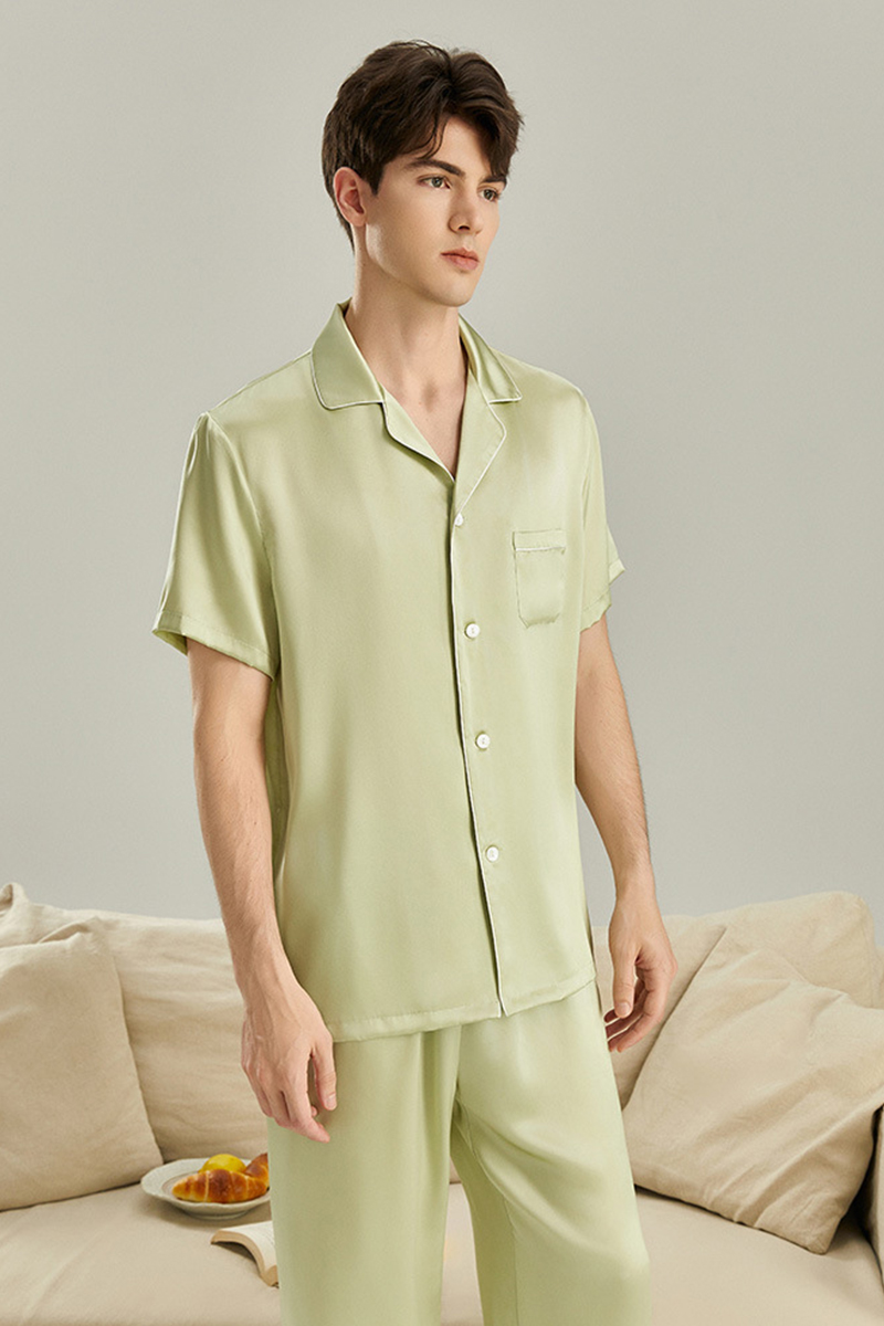 19 Momme Heavy Mulberry Silk Men's Short Sleeve Pajama Set