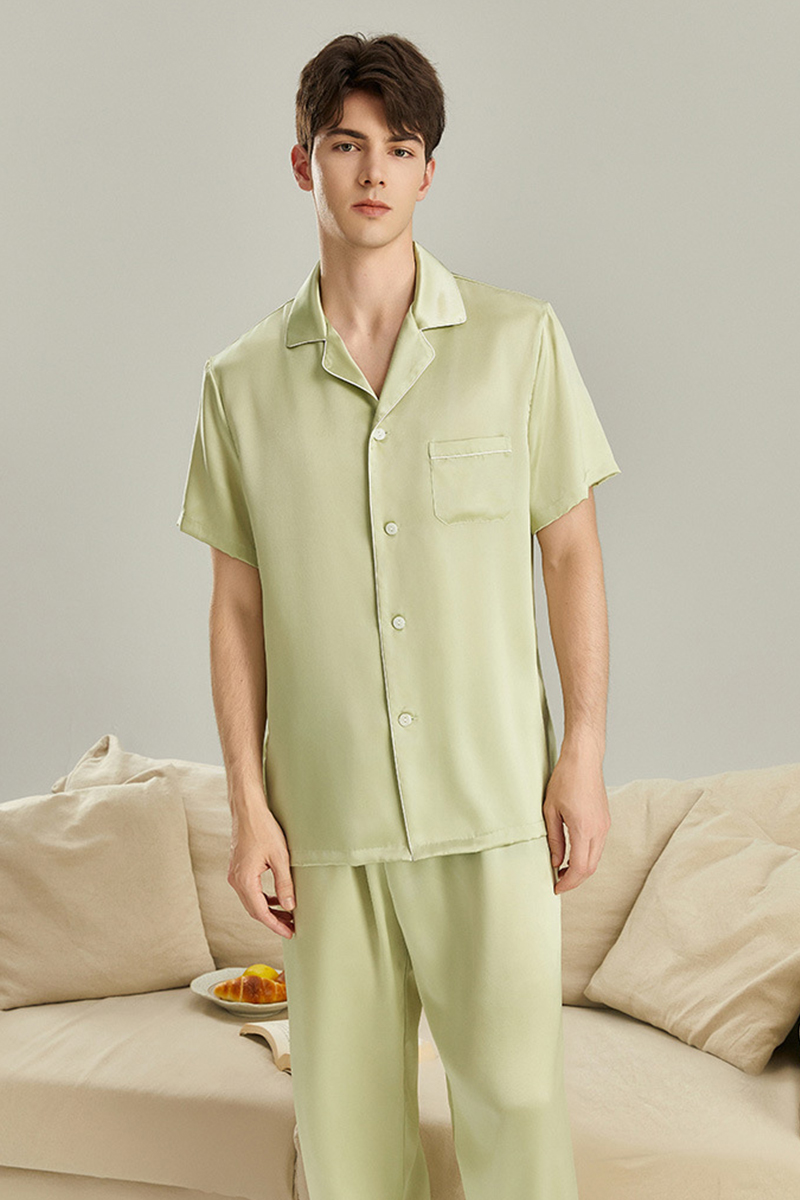 19 Momme Heavy Mulberry Silk Men's Short Sleeve Pajama Set