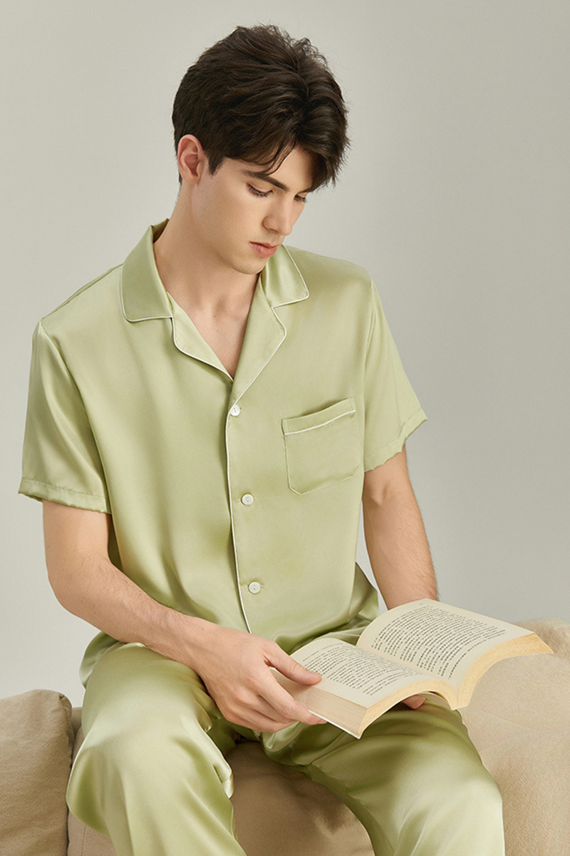 19 Momme Heavy Mulberry Silk Men's Short Sleeve Pajama Set