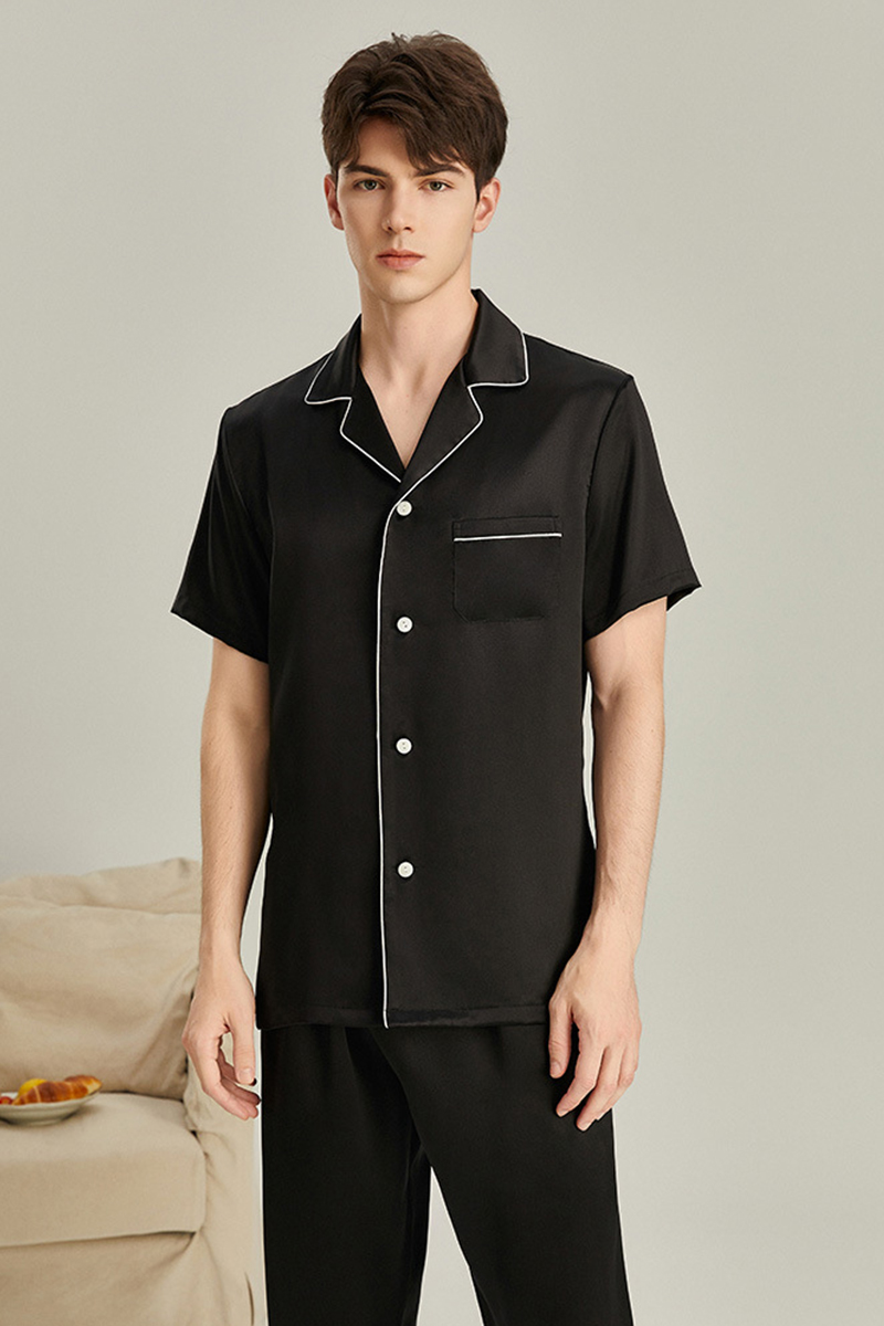 19 Momme Heavy Mulberry Silk Men's Short Sleeve Pajama Set