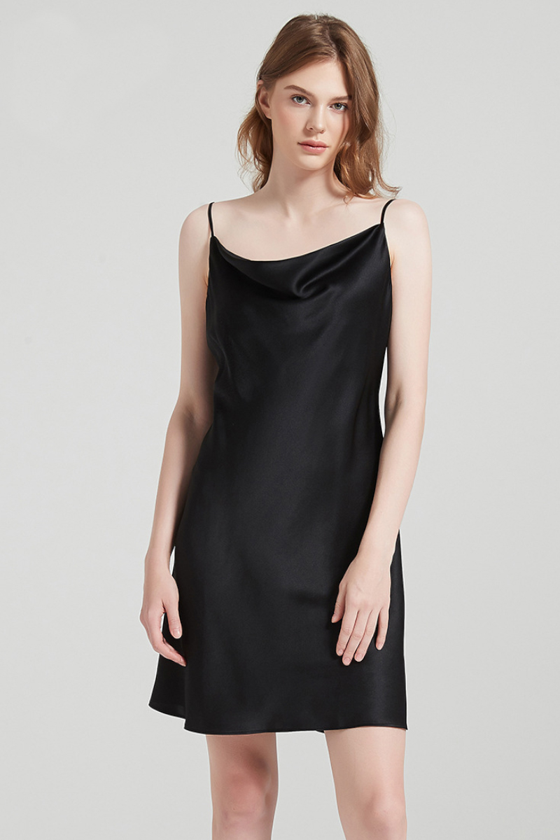 100% Mulberry Silk Cowl Neck Slip Nightgown
