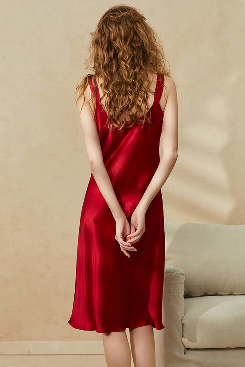 19 Momme Heavy Mulberry Silk Camisole Slip Dress Luxury Women Nightgown